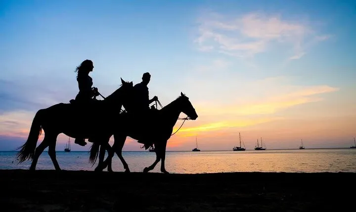 Beach Horse Riding At Sunset In Phuket