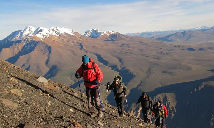 Mountain activity climbing the Misti Volcano, by the easy route, Aguada Blanca