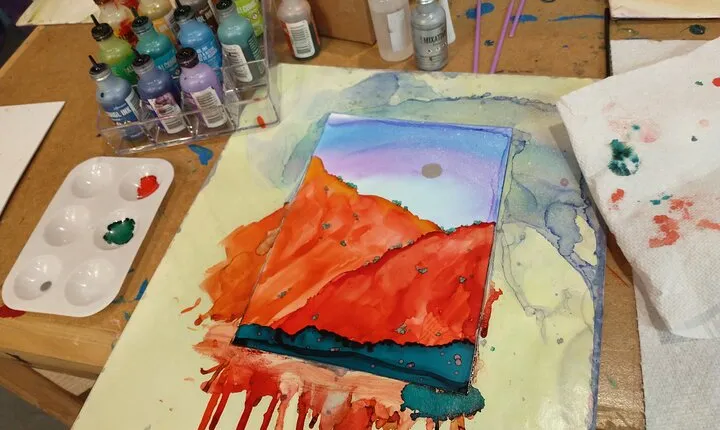 Alcohol Ink Landscape Art Class in Estes Park