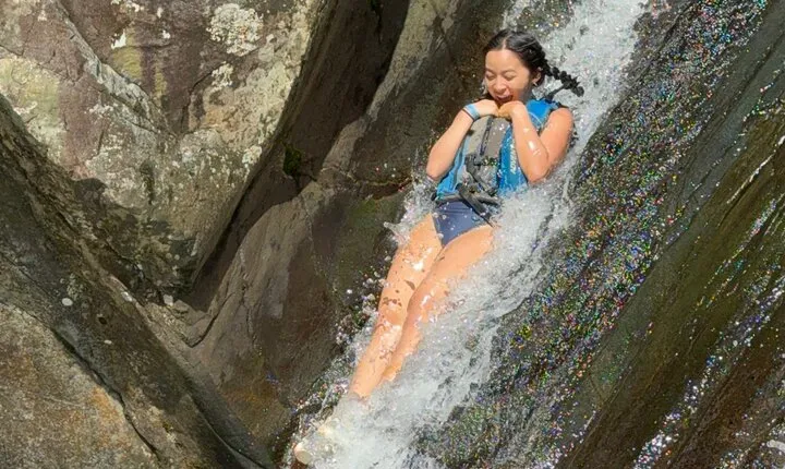 Famous Natural Waterslide in El Yunque Rainforest
