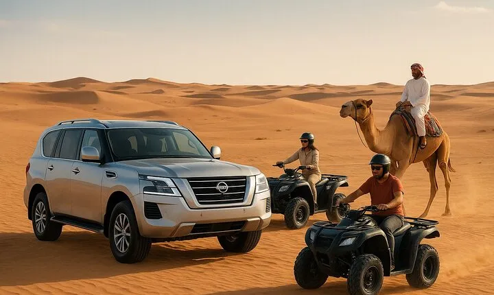 4 Hours Desert Tour with Quad Bike Camel Ride & Sandboard