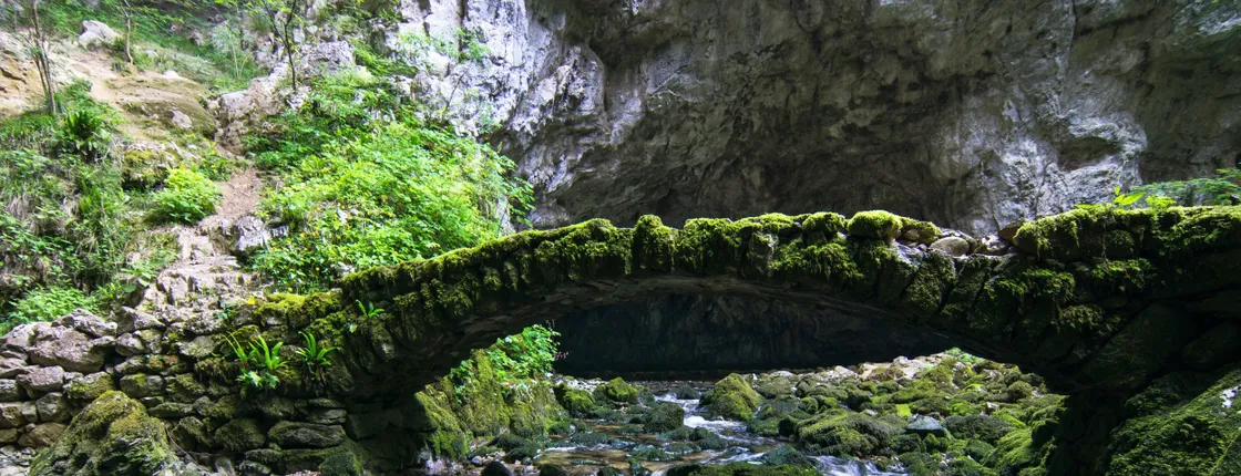 Slovenian Kras and Škocjan caves entrance from Bled