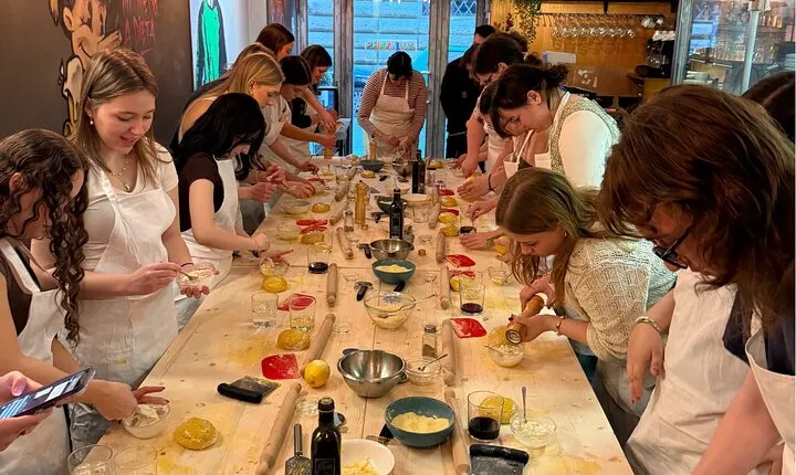 Course of pasta Fettuccine and Ravioli with Truffle, Tiramisu and Wine