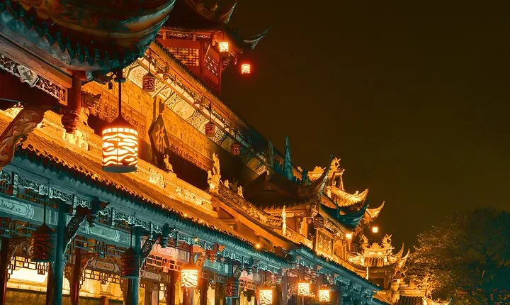 Dujiangyan Half Day Tour and Blue Tears Night View