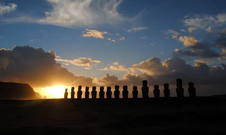 Sunrise in Tongariki on Easter Island Rapa Nui