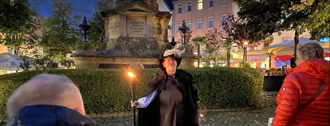 Night watchman tour with torch through Siegburg