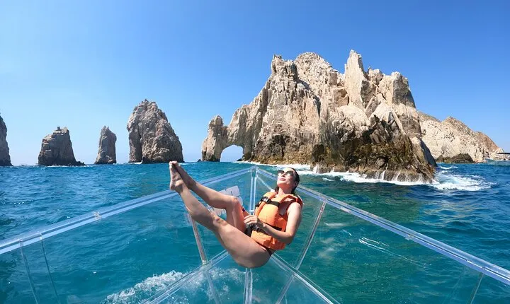 Tour to the Arch of Cabo San Lucas in a transparent glass boat