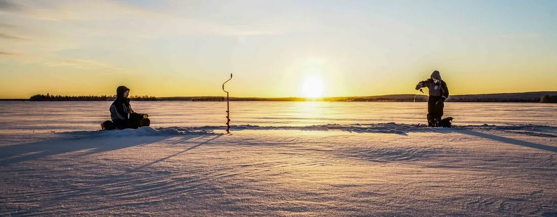 Go ice fishing on a frozen lake