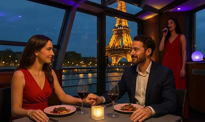 NEW - Seine River Dinner Cruise with Rooftop and Live Singer