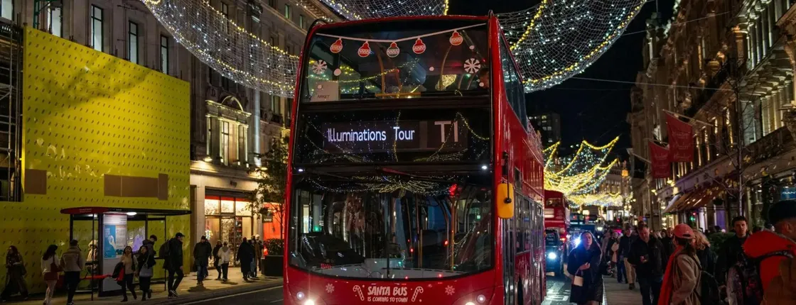 London Christmas lights open-top bus tour