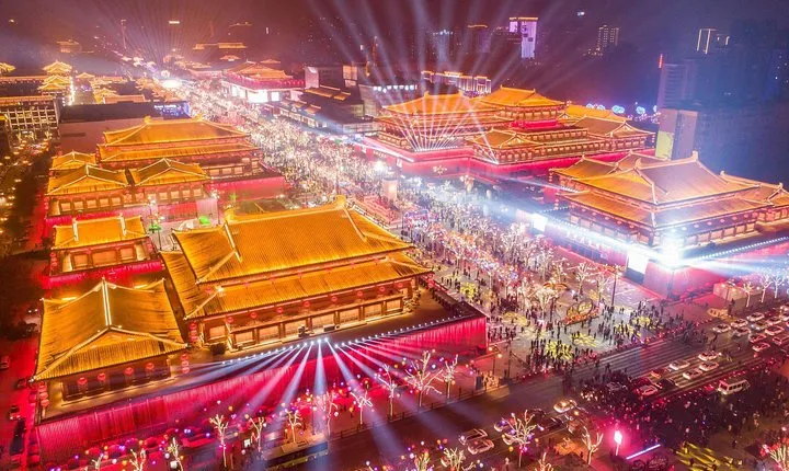 Xian Night Tour: Grand Tang Dynasty Ever-Bright City, Music Fountain, City Wall