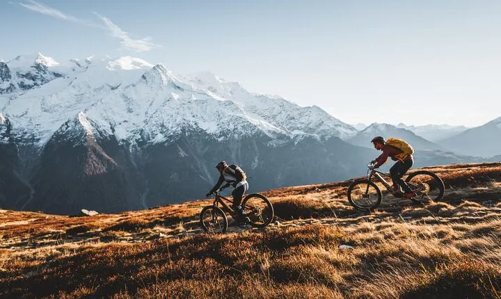 Point of view on the glaciers of Chamonix by electric mountain bike