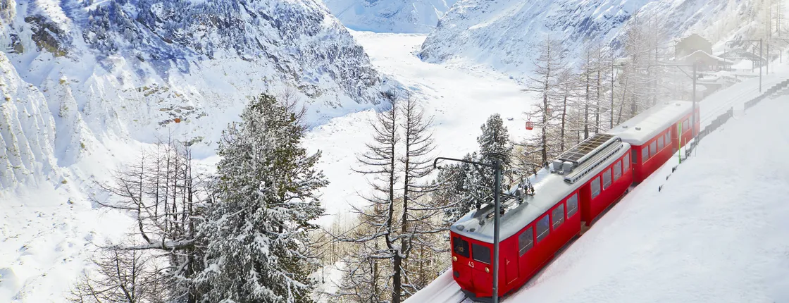 Bus trip from Geneva to Chamonix Mont Blanc with mountain train