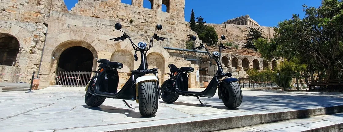 Guided tour of the Acropolis area of Athens by electric scooter