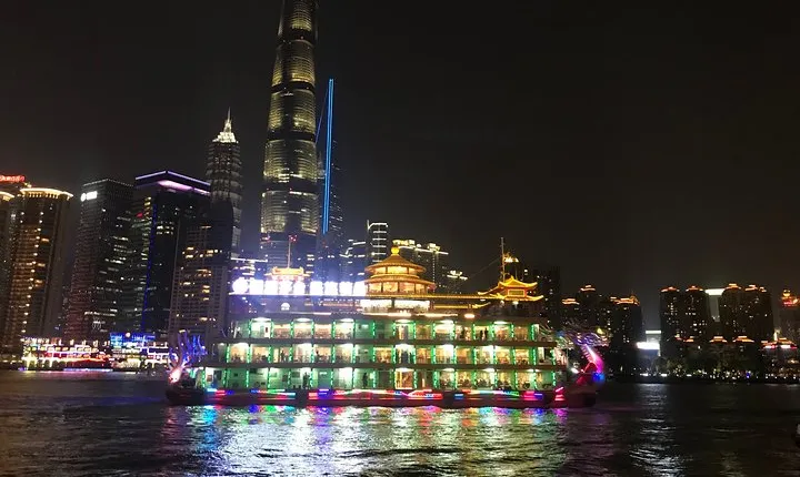 Shanghai Private Night Tour with Huangpu River Cruise and Buffet
