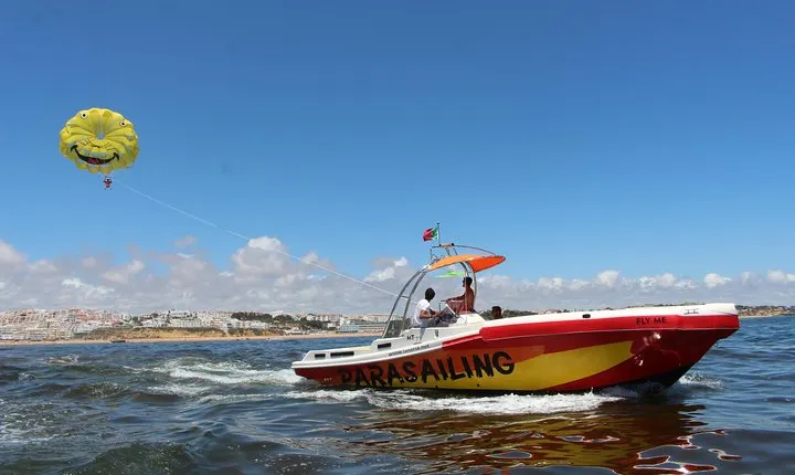 Parasailing Adventure on Albufeira's Coastline!