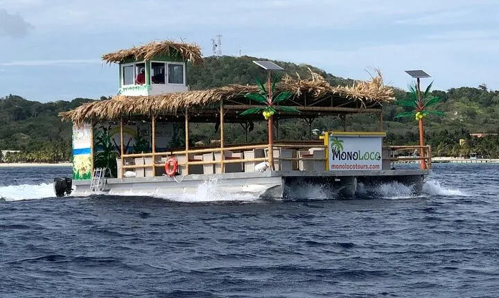 Catamaran Tiki Boat Sunset Snorkeling Dinner Cruise in Roatan