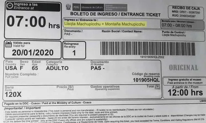 Buy your ticket to Machu Picchu with Machu Picchu Mountain