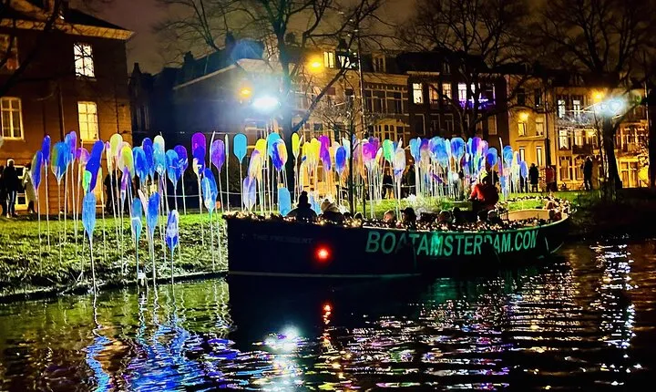 Amsterdam Light Festival Cruise Fully Open Boat with Mulled Wine