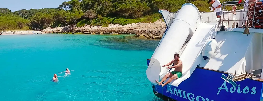 Amigos Boat Galdana Shuttle from Calan Bosch to Cala Galdana