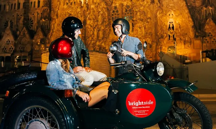 Night Tour of Barcelona by Sidecar Motorcycle