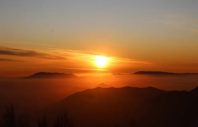 From Santiago: Mountain Range and Sunset in Farellones