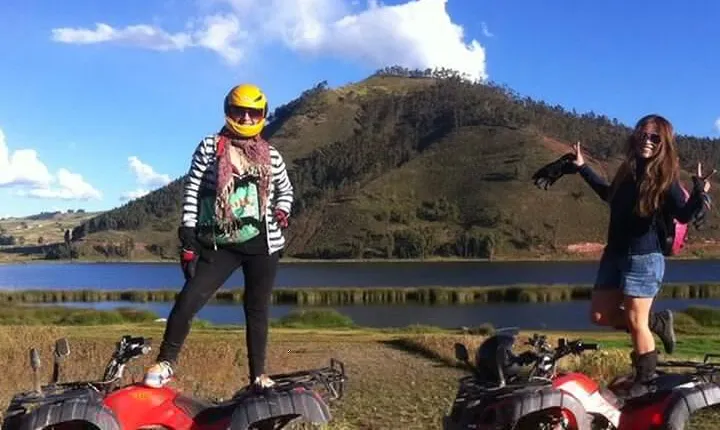 ATV (Cuatrimotos) Huaypo lake, salt mines and zipline half day tour