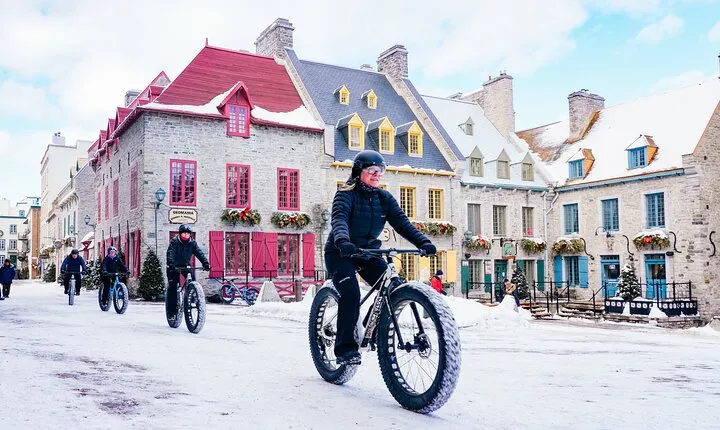 Amazing Winter Guided Biking Adventure in Old Quebec