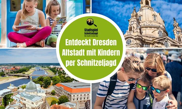 City game scavenger hunt Dresden old town for children - exciting city tour