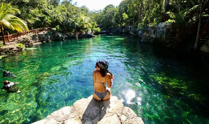 Cancun Cenote Adventure: Swim in 3 Cenotes with Zipline&Waterfall