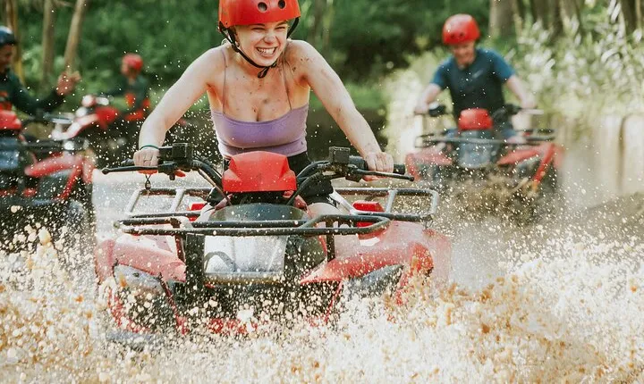 Bali Quad Bike Pass by Waterfall Gorilla Cave Private Transfer