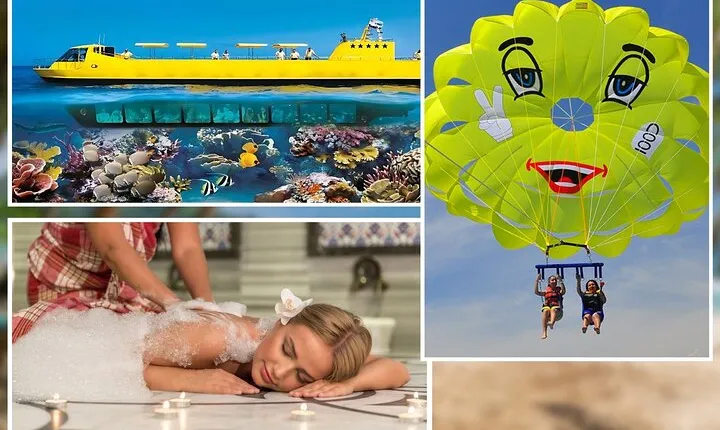Semi Submarine Sea Trip and Parasailing & Turkish bath – Hurghada