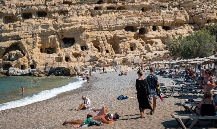 Half Day Trip to Matala Hippie Beach and Caves From Heraklion