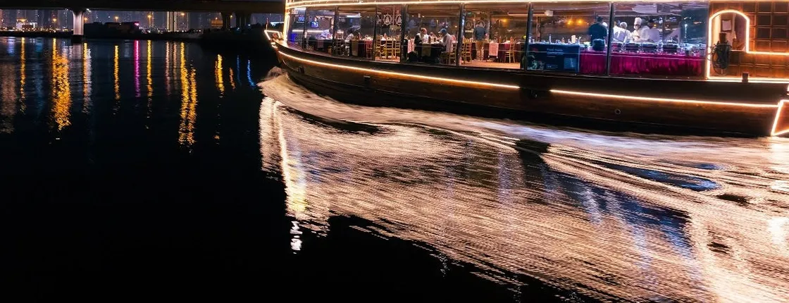 Dubai luxury canal dinner cruise with optional transfer and beverages
