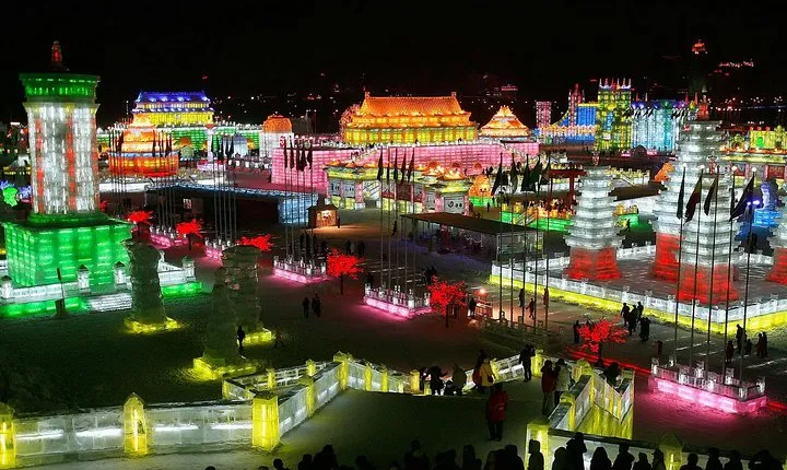 Longqing Gorge Ice Lantern Festival with Mongolian Hot Pot Dinner
