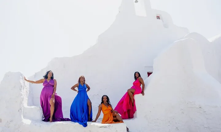 Group Flying Dress Photoshoot Mykonos 