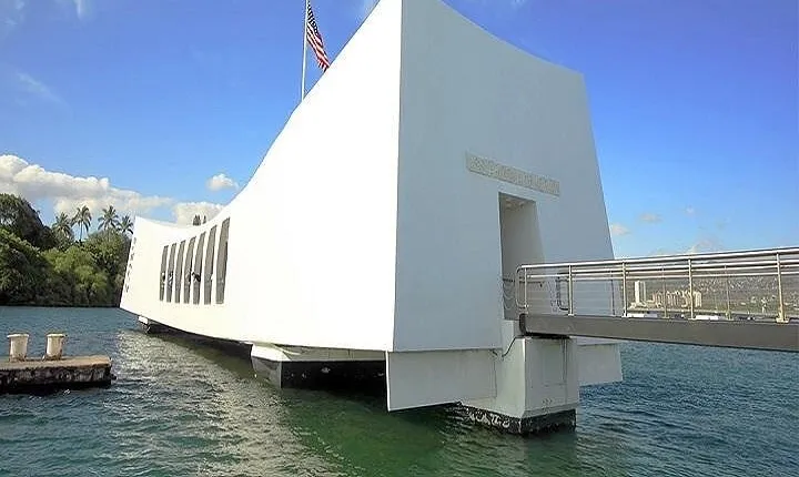 Battleships of WWII at Pearl Harbor from the Big Island