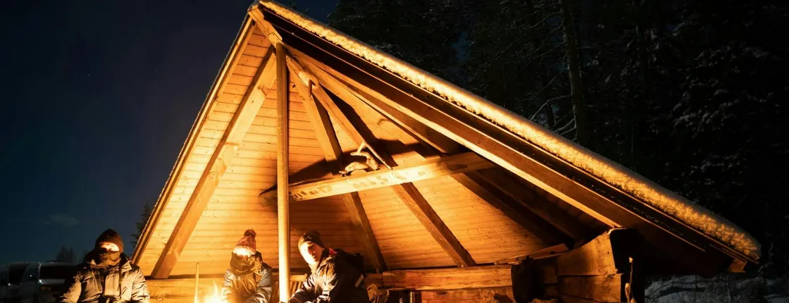 Night Barbecue in Lapland Outdoors