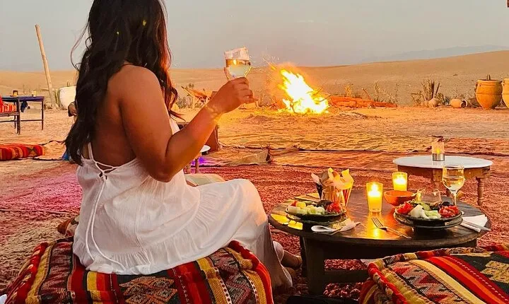 Magical dinner and sunset in Agafay desert