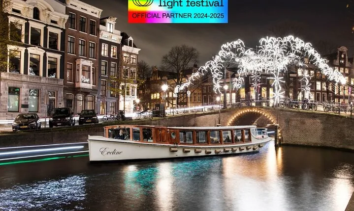 Amsterdam Light Festival: Canal Cruise Covered Saloon Boat