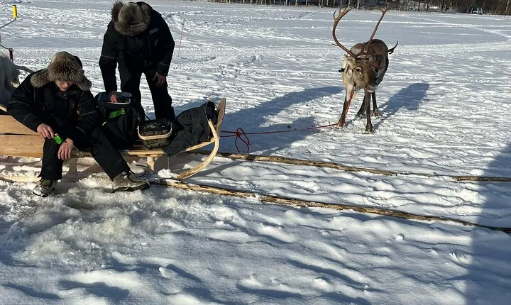 Ice Fishing With Reindeers