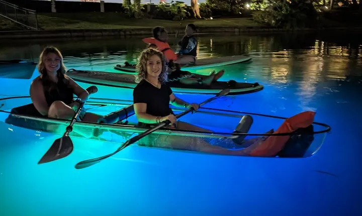 LED Glow in the Dark Clear Kayak or Clear Paddleboard in Paradise
