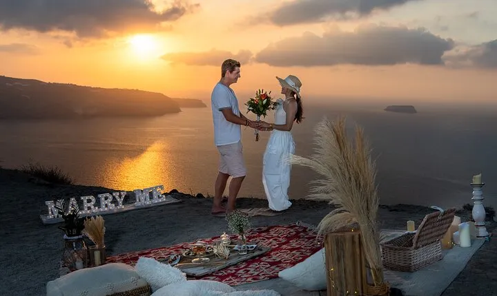 Wedding Proposal Sunset Private Picnic in Santorini