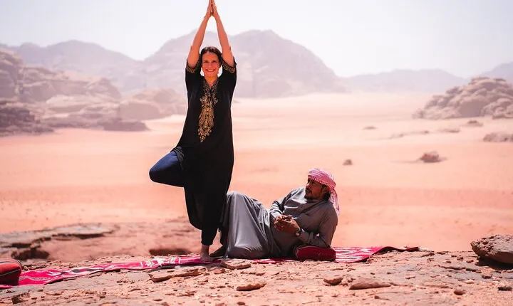 Yoga & Sunset Desert Tour in Wadi Rum Jordan with overnight