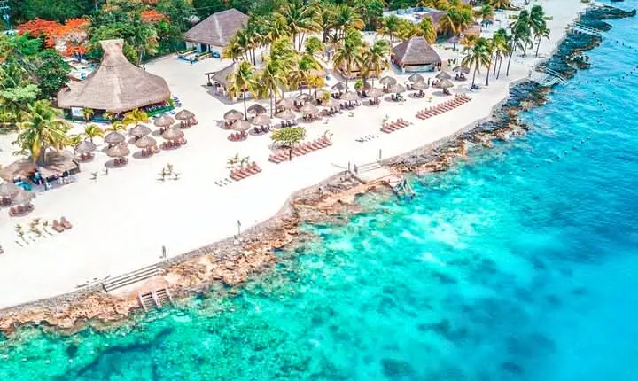 A snorkeling adventure in a glass-bottom boat at Cozumel's reef.