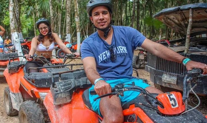 Drive an Atv shared, swim in a Cenote and ziplines in the Cancun