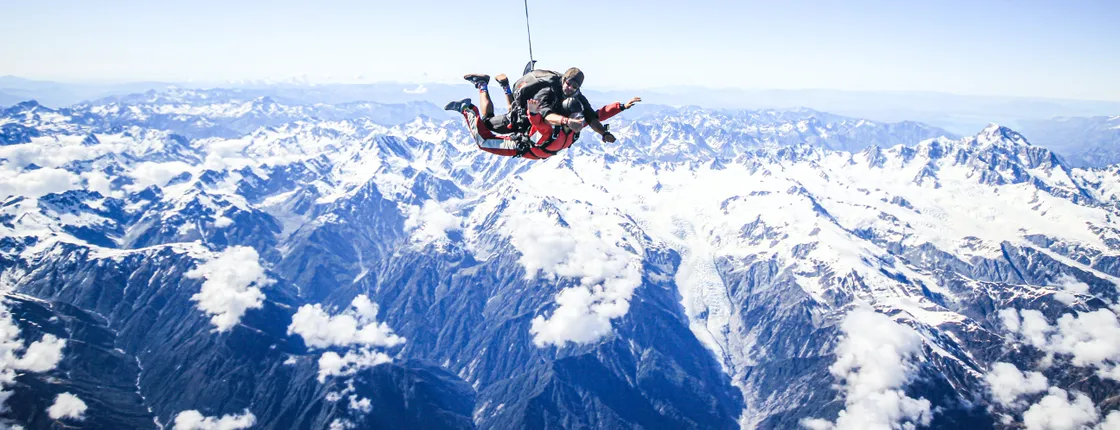 Tandem skydive 18,000ft above Franz Josef and Fox Glaciers