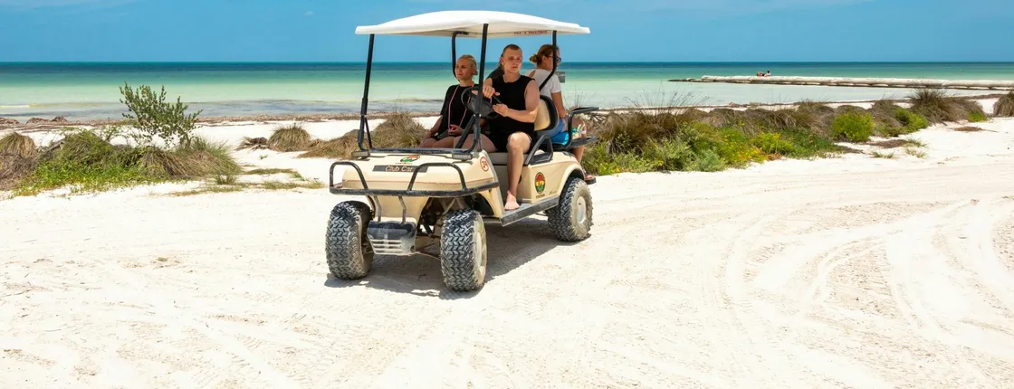 Full-day boat and golf buggy tour of Holbox Island from Chiquila