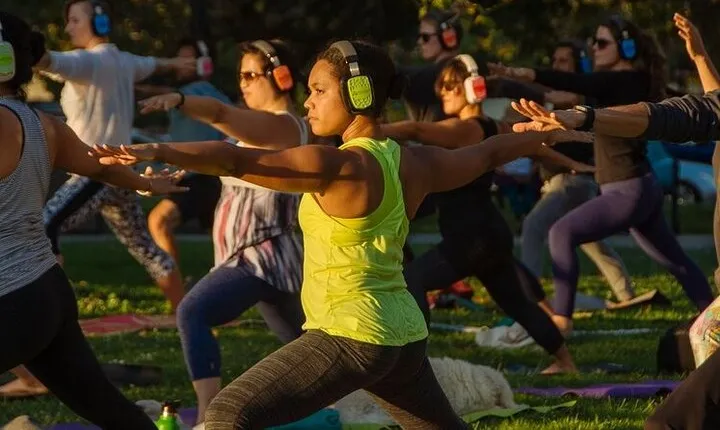Silent Disco Style Yoga Class in Lake Merritt Pergola