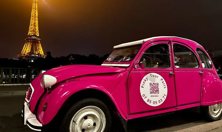 3H Champagne Tour Through Paris by Night in a Pink Citroën 2CV